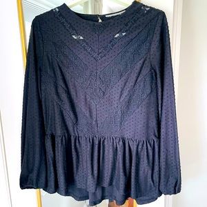 Size medium, black peplum blouse from South Moon Under.